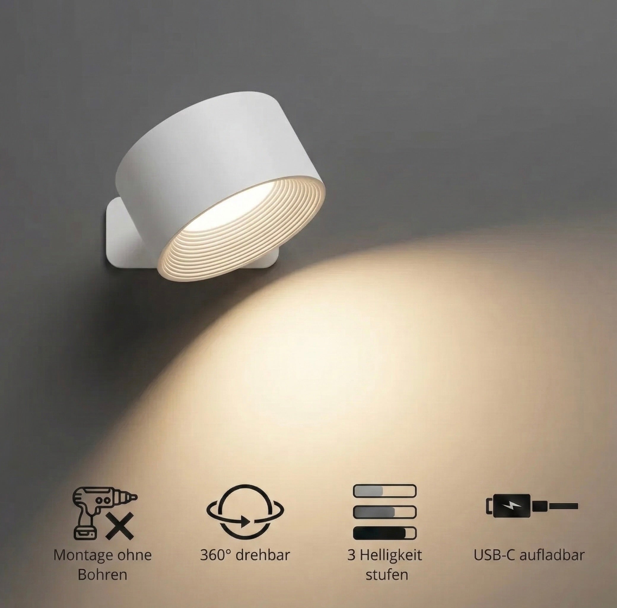 360° Akku-Wandleuchte